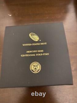 2016 W MERCURY DIME 1/10 OZ CENTENNIAL Gold Coin & Box