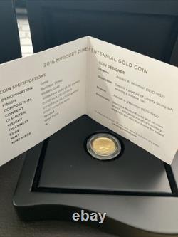 2016 W Mercury Dime Centennial 24k Gold Coin 10¢ Uncirculated 16XB. 9999
