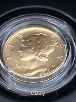 2016 W Mercury Dime Centennial 24k Gold Coin 10¢ Uncirculated 16XB. 9999