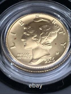 2016 W Mercury Dime Centennial 24k Gold Coin 10¢ Uncirculated 16XB. 9999