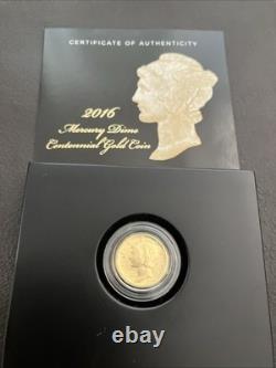 2016 W Mercury Dime Centennial 24k Gold Coin 10¢ Uncirculated 16XB. 9999