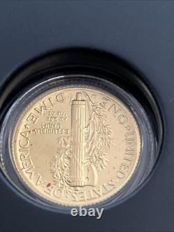 2016 W Mercury Dime Centennial 24k Gold Coin 10¢ Uncirculated 16XB. 9999