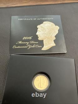 2016 W Mercury Dime Centennial 24k Gold Coin 10¢ Uncirculated 16XB. 9999