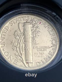 2016 W Mercury Dime Centennial 24k Gold Coin 10¢ Uncirculated 16XB. 9999
