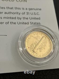 2016 W Mercury Dime Centennial 24k Gold Coin 10¢ Uncirculated 16XB. 9999