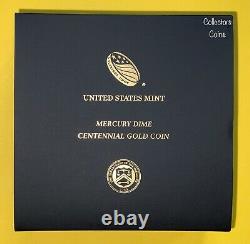 2016 W Mercury Dime Commemorative Gold Coin (. 1 oz) in Original Govt Packaging