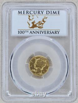 2016-W Mercury Dime Gold 1/10 oz PCGS SP 70 First Strike US Mint 10C