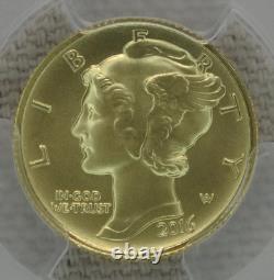 2016-W Mercury Dime Gold PCGS SP 70 1/10 Oz US Mint 10C First Strike