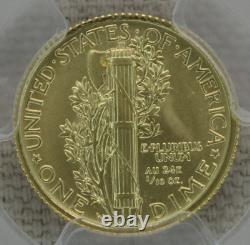 2016-W Mercury Dime Gold PCGS SP 70 1/10 Oz US Mint 10C First Strike
