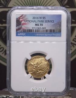 2016 W National Park Service GOLD Commemorative $5 NGC MS70 #009 Gem BU ECC&C