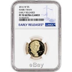 2016-W US Gold $5 Mark Twain Commemorative Proof NGC PF70 Early Releases