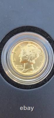 2016 W US Gold Mercury Dime Centennial 1/10 oz. 999 Gold Original Packaging Cert