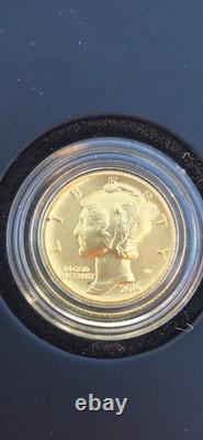 2016 W US Gold Mercury Dime Centennial 1/10 oz. 999 Gold Original Packaging Cert