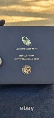 2016 W US Gold Mercury Dime Centennial 1/10 oz. 999 Gold Original Packaging Cert