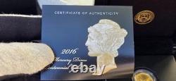 2016 W US Gold Mercury Dime Centennial 1/10 oz. 999 Gold Original Packaging Cert