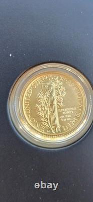 2016 W US Gold Mercury Dime Centennial 1/10 oz. 999 Gold Original Packaging Cert