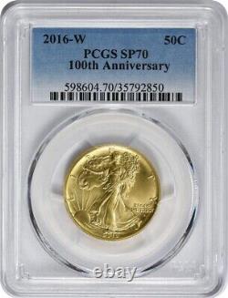 2016-W Walking Liberty Half Dollar Centennial Gold Coin SP70 PCGS