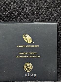 2016-W Walking Liberty Half Dollar Gold Centennial Coin 1/2 oz in Box OGP