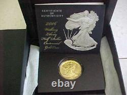 2016 Walking Liberty Half Dollar Gold Coin 9999 Fine Gold Half Oz Orig Mint Pkg