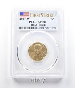 2017-W $5 Boys Town Gold Commemorative First Strike MS70 PCGS 1098