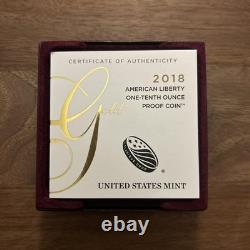 2018 American Liberty Gold Proof Coin One-Tenth Ounce with COA