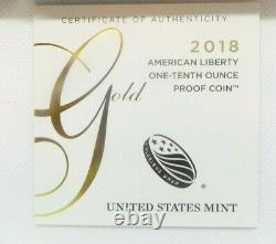 2018 American Liberty One-Tenth Ounce $10 Gold Proof Coin
