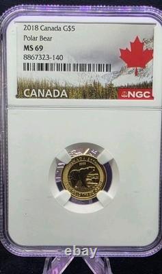 2018 Canadian Gold $5 Polar Bear NGC69 1/10th Fine. 9999 Gold