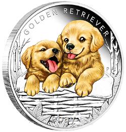 2018 Puppies GOLDEN RETRIEVER Tuvalu 1/2 oz Silver Proof 50c Half Dollar Coin