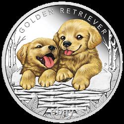 2018 Puppies GOLDEN RETRIEVER Tuvalu 1/2 oz Silver Proof 50c Half Dollar Coin