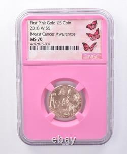 2018-W $5 Breast Cancer Awareness Gold Commemorative MS70 NGC 9129