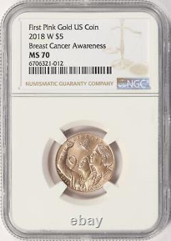 2018-W $5 Breast Cancer Awareness Pink Gold Commemorative NGC MS70