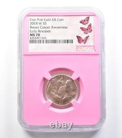 2018-W $5 Breast Cancer Gold Commemorative Early Releases MS70 NGC 1434