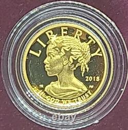2018-W American Liberty United States 1/10 oz. 9999 Fine Gold Proof Coin WithCOA
