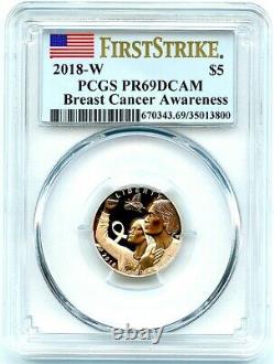 2018-W Breast Cancer $5 Gold, PCGS PR-69 DCAM First Strike, Monster Flashy Coin