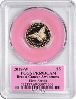 2018-W Breast Cancer Awareness $5 Gold Commem First Strike PR69DCAM PCGS Pink