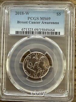 2018-W Breast Cancer Awareness $5 Gold Commemorative MS69 PCGS