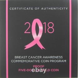 2018 W Breast Cancer Awareness Commemorative Gold Proof OGP COA