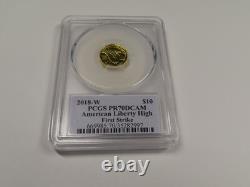 2018 W Pcgs Pr70dcam American Liberty High Relief $10 Gold Thomas Cleveland Auto