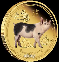 2019 P Australia PROOF COLORED GOLD $100 Lunar Year of the PIG NGC PF70 1oz Coin