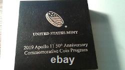 2019 W 50th Anniversary Apollo 11 Gold Proof $5 Coin Box & CoA