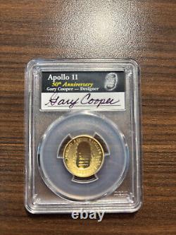 2019-W $5 Apollo 11 50th Anniversary Gold Coin PCGS PR69DCAM, Gary Cooper signed