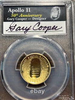 2019-W $5 Apollo 11 50th Anniversary Gold Coin PCGS PR69DCAM, Gary Cooper signed