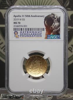 2019 W $5 Apollo 11 50th Anniversary Gold Commemorative NGC MS70 #001 ECC&C