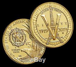 2019 W $5 GOLD AMERICAN LEGION 100TH ANNIVERSARY UNCIRCULATED COIN -with BOX & COA