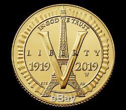 2019 W $5 GOLD AMERICAN LEGION 100TH ANNIVERSARY UNCIRCULATED COIN -with BOX & COA