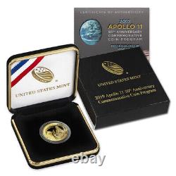 2019-W $5 Gold Apollo 11 50th Anniversary Commemorative Proof Coin with Cox & CoA
