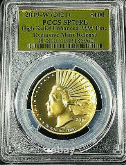 2019 W American Liberty $100 Hr Gold (2021) West Point Hoard Pcgs Sp70 Pl