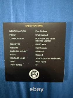 2019-W Gold $5 Brilliant Uncirculated Apollo 11 Commemorative withBox and COA