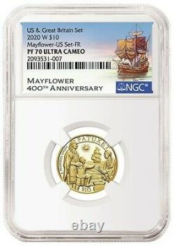 2020 400th Anniversary of the Mayflower Voyage Two-Coin Gold Proof Set NGC PF70