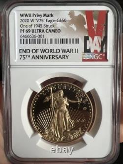 2020 End of World War II 75th Anniversary V75 American Eagle Gold Coin PR69DCAM